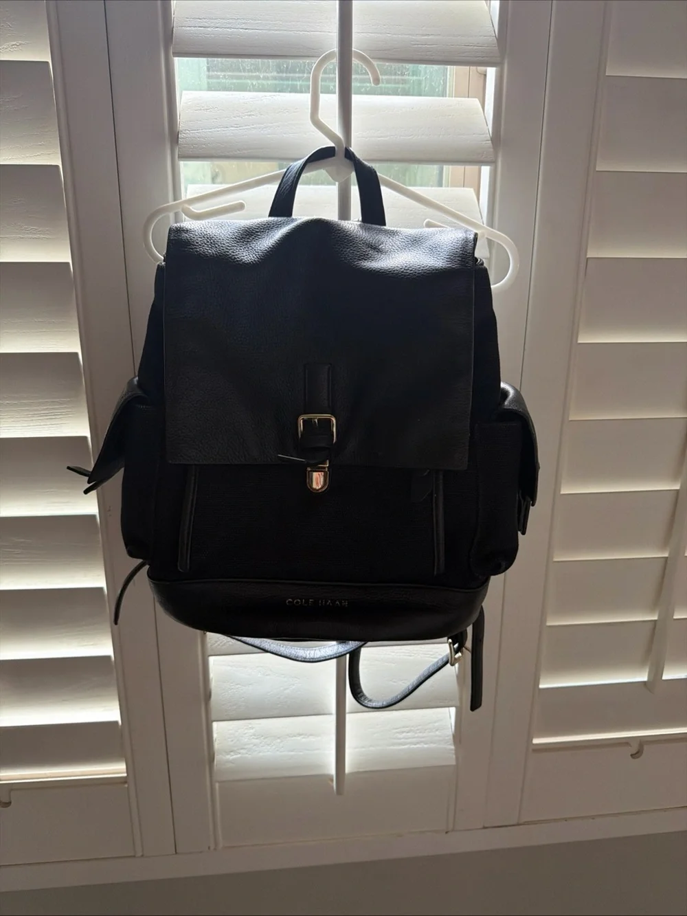 Cole haan  Black canvas Leather Backpack - Sleek Everyday Carry